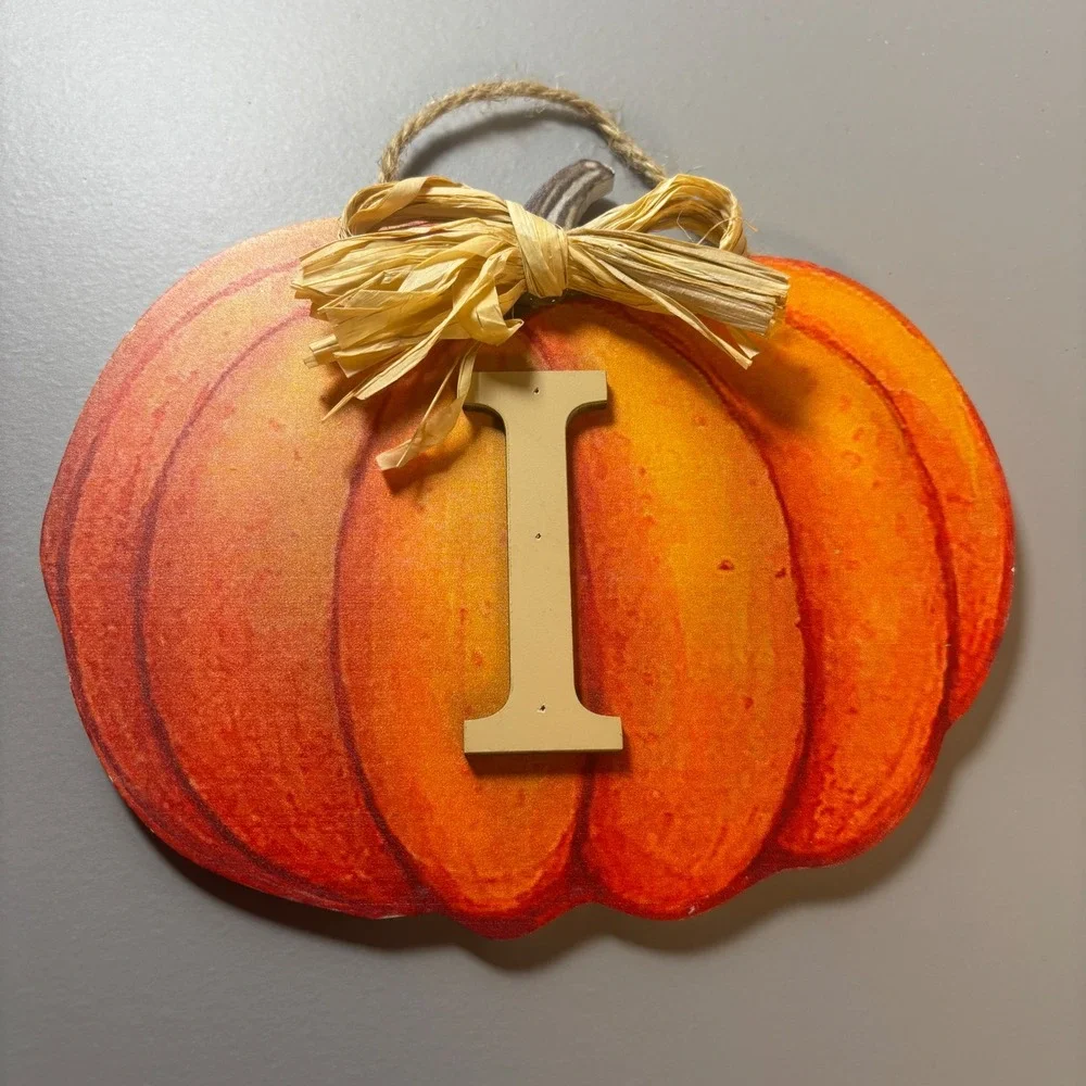 Fall Pumpkin Patch Letter Wall Decor Orange Raffia‎ Bow Autumn
